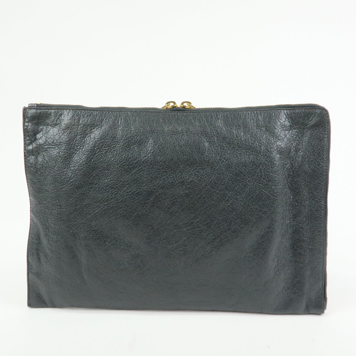 Balenciaga Zip Around Giant Studs Clutch Leather Gray Leather Clutche & Pouche Bag (Pre-Owned)