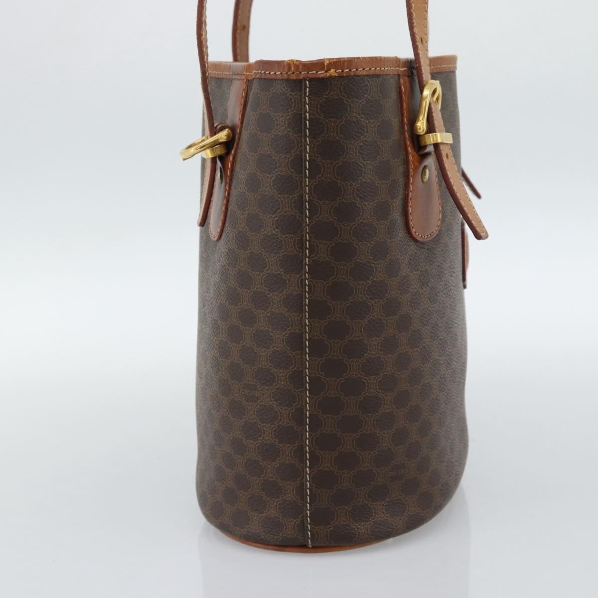 Celine Vintage Macadam Canvas And Leather Brown Canvas Tote Bag Bag (Pre-Owned)