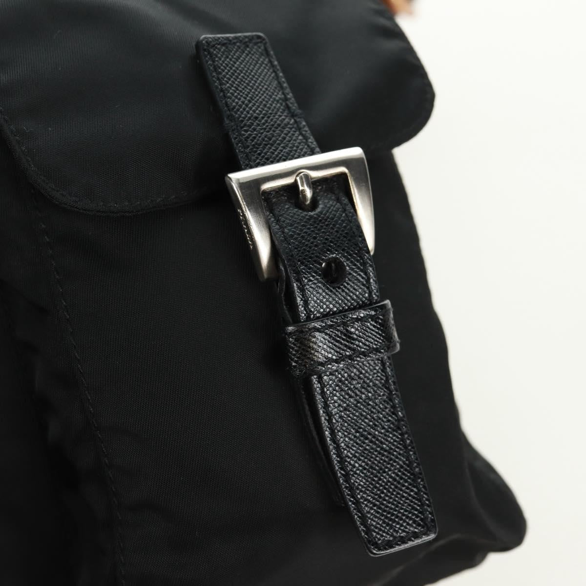 Prada Double Pocket Drawstring Tessuto Black Nylon Shoulder Bag Bag (Pre-Owned)