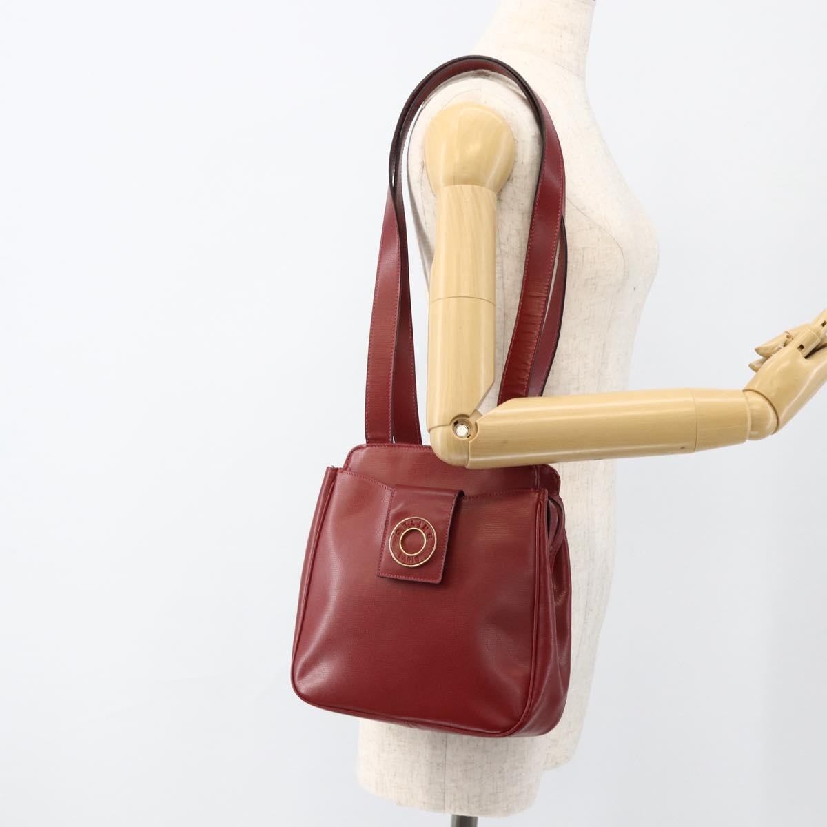 Celine Circle Logo Leather Burgundy Leather Tote Bag Bag (Pre-Owned)