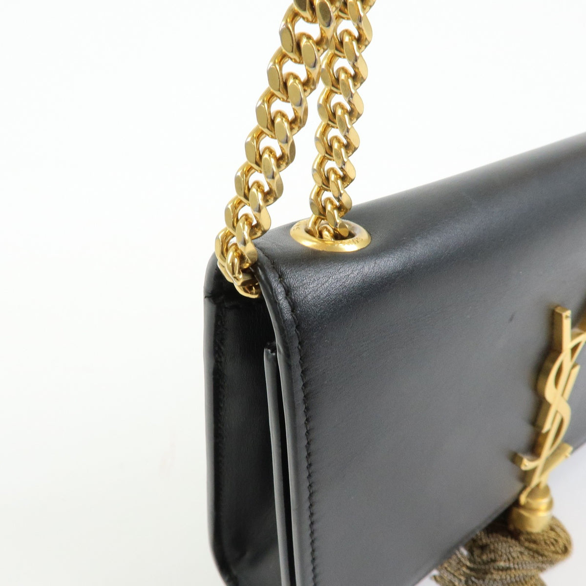 Saint Laurent Classic Monogram Tassel Leather Black Leather Crossbody Bag Bag (Pre-Owned)