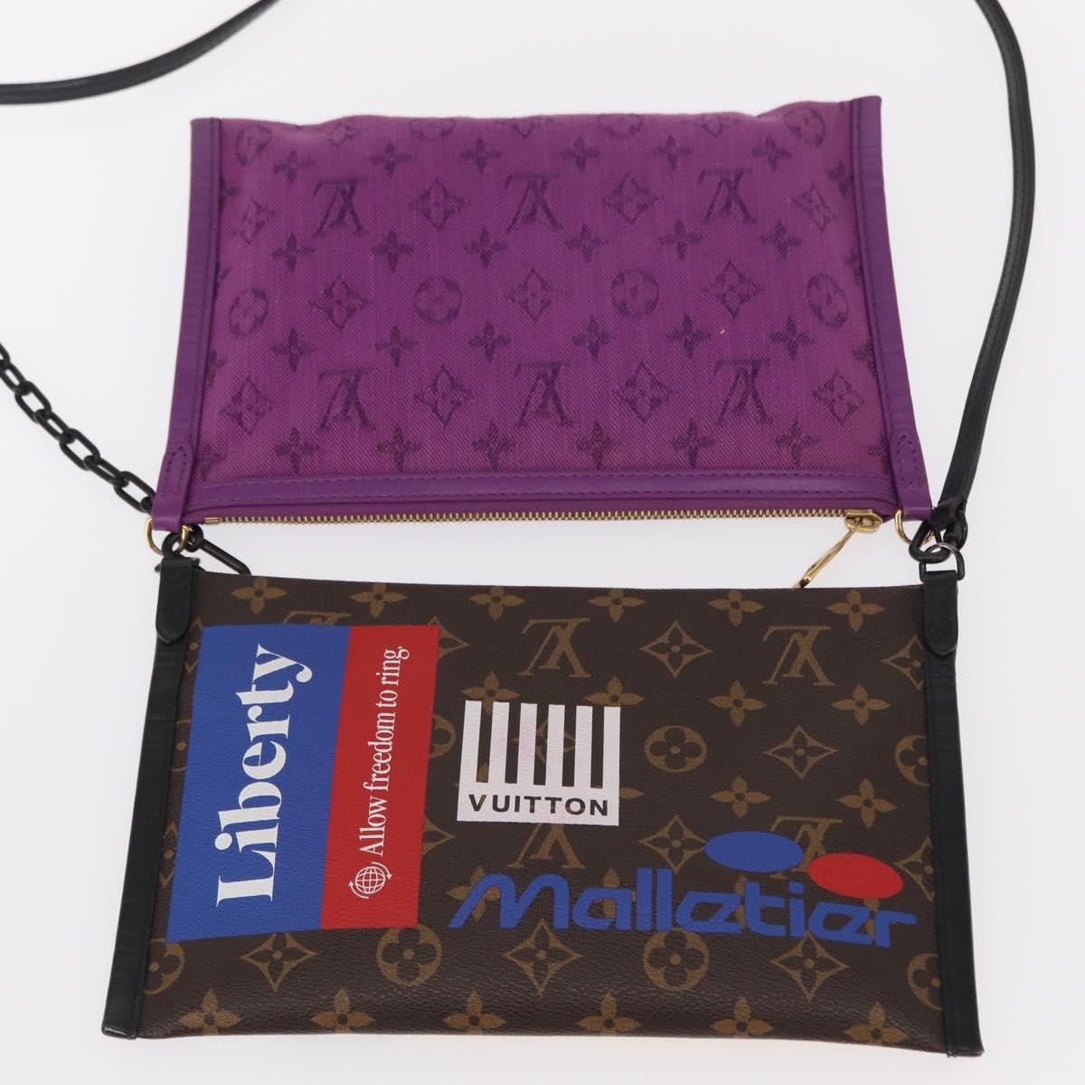 Louis Vuitton Double Flat Messenger Limited Edition Logo Story Monogram Canvas And Denim Multicolour Canvas Shoulder Bag Bag (Pre-Owned)