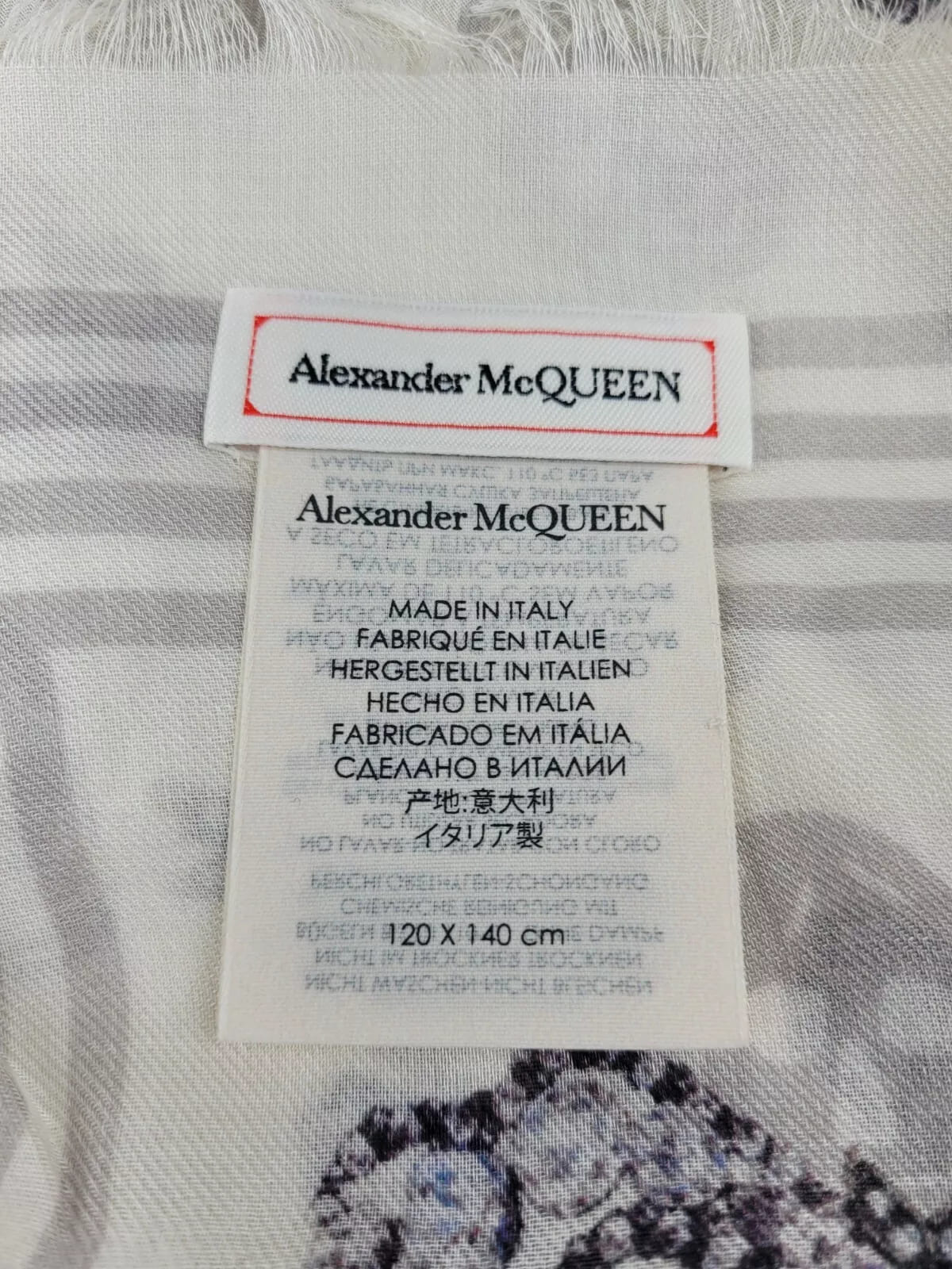 Alexander McQueen White Modal Skull/Crystal Ribbon Bow Print Scarf