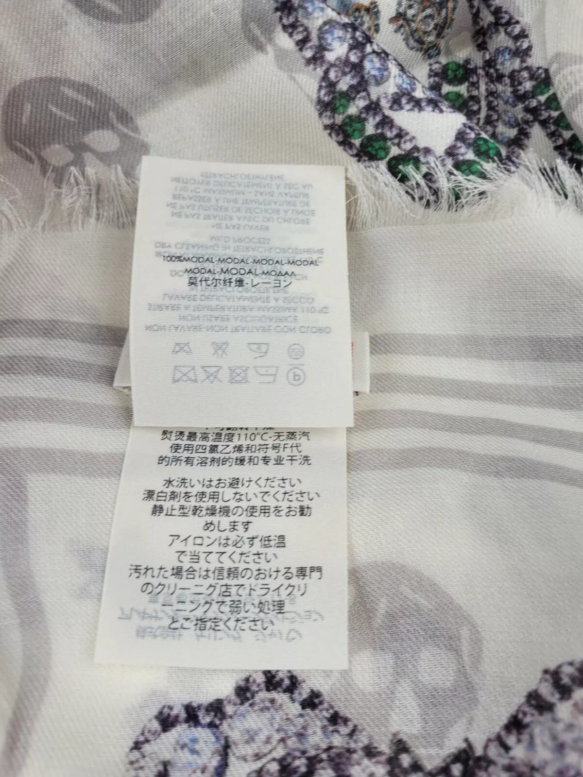 Alexander McQueen White Modal Skull/Crystal Ribbon Bow Print Scarf