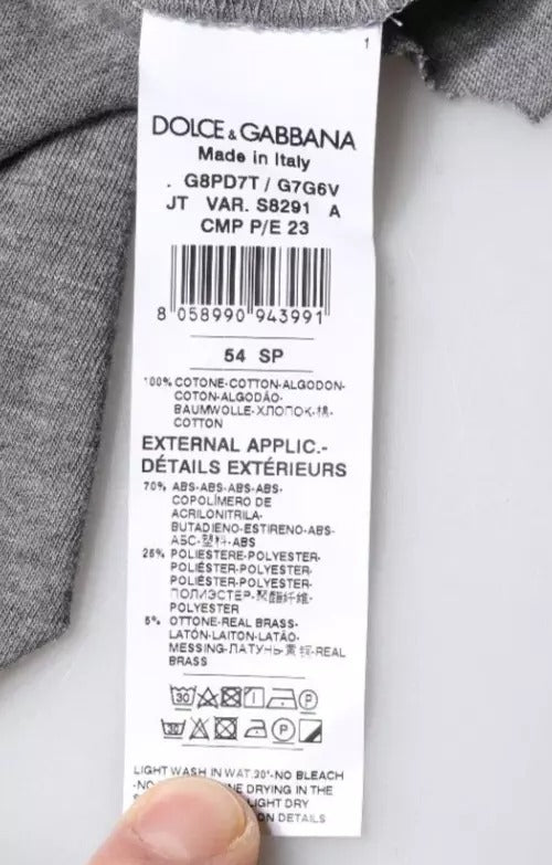Dolce & Gabbana Gray Logo Crew Neck Short Sleeves Men's T-shirt