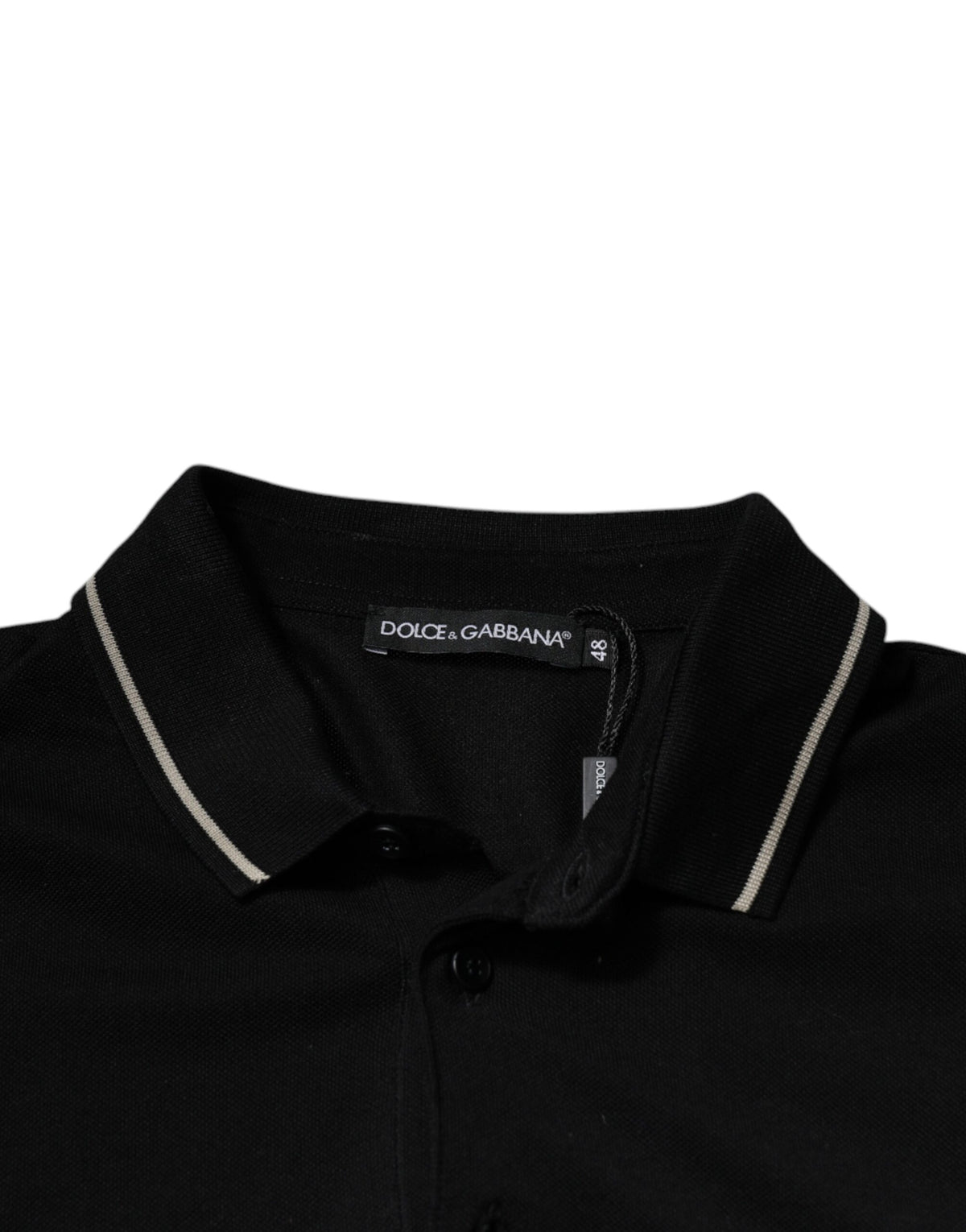 Dolce & Gabbana Black White Cotton Short Sleeves Polo Men's T-shirt