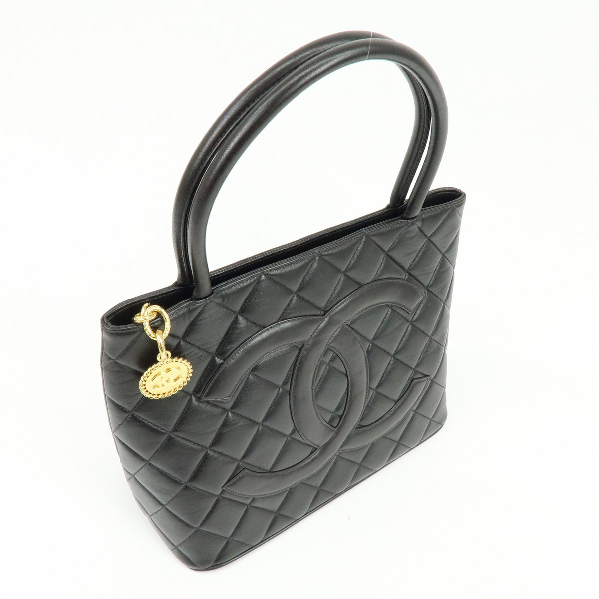 Chanel Medallion Quilted Caviar Black Calfskin Tote Bag Bag (Pre-Owned)