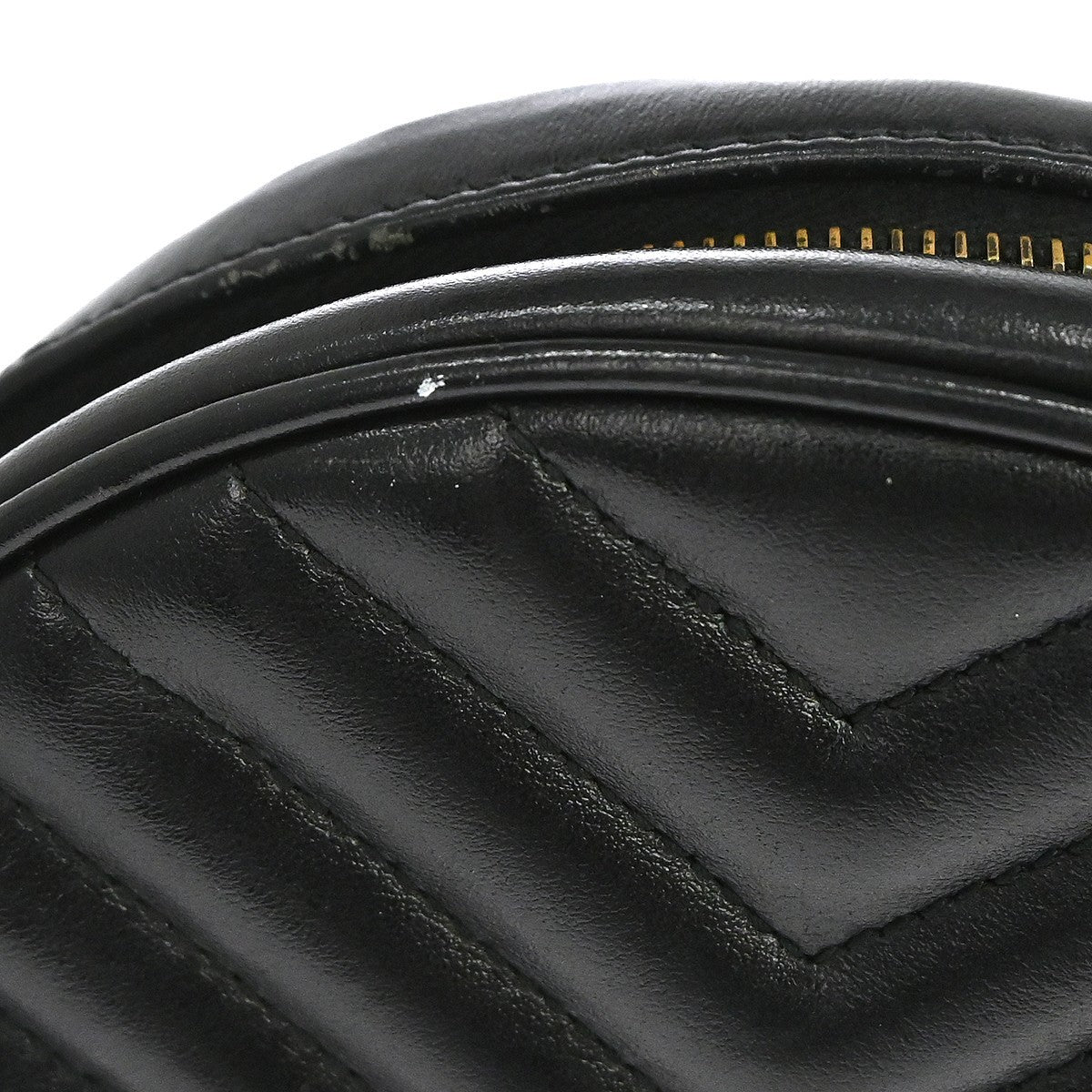 Saint Laurent Vinyle Round Camera Matelasse Chevron Leather Black Leather Crossbody Bag Bag (Pre-Owned)