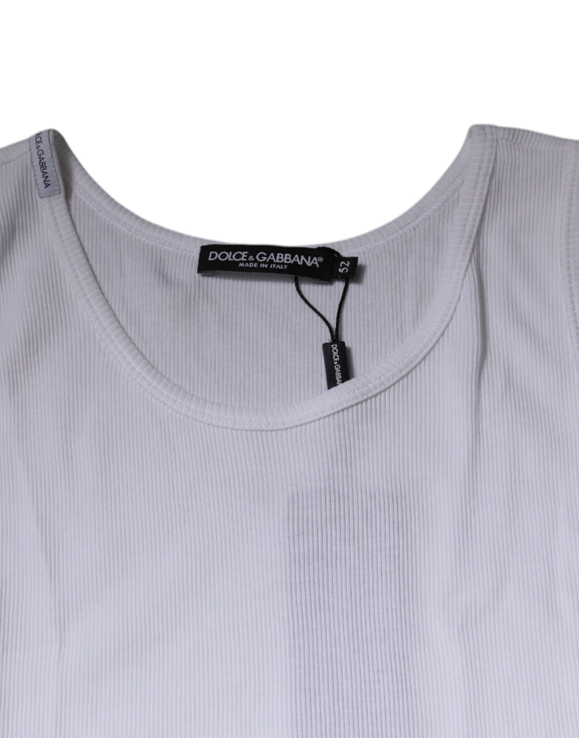 Dolce & Gabbana White Cotton Sleeveless Round Neck Tank Men's T-shirt (Pre-Owned)