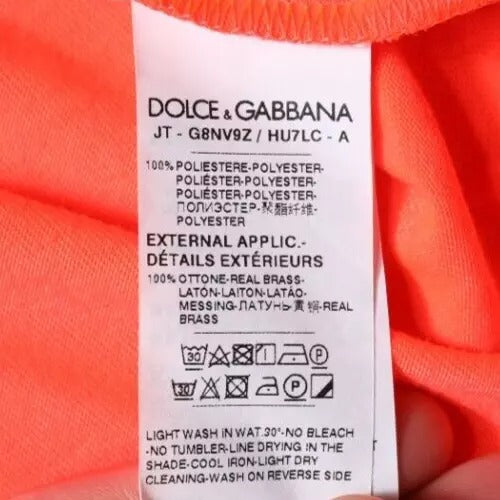Dolce & Gabbana Orange Logo Polyester Crew Neck Men's T-shirt (Pre-Owned)