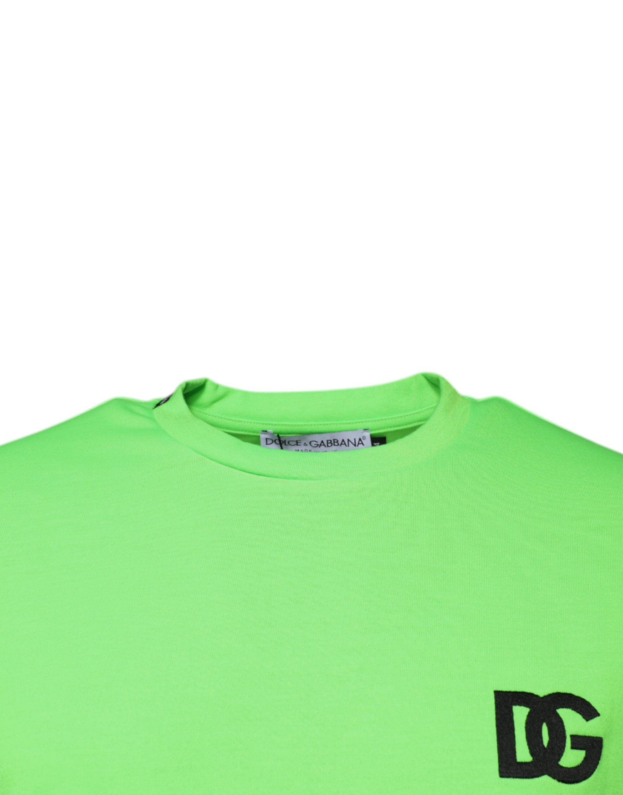 Dolce & Gabbana Green Logo Polyester Crew Neck Men's T-shirt