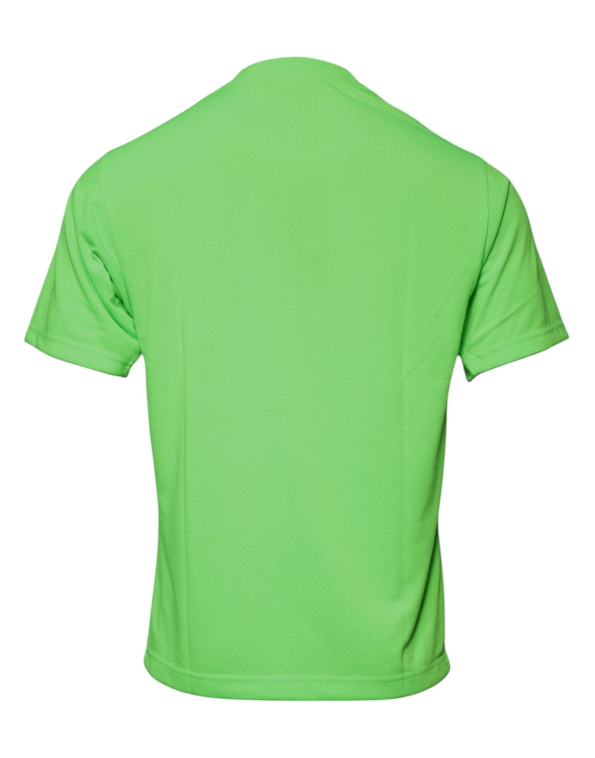 Dolce & Gabbana Green Logo Polyester Crew Neck Men's T-shirt