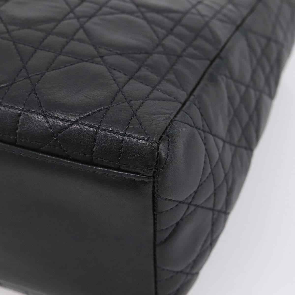 Christian Dior Vintage Lady Dior Leather Black Leather Handbag (Pre-Owned)