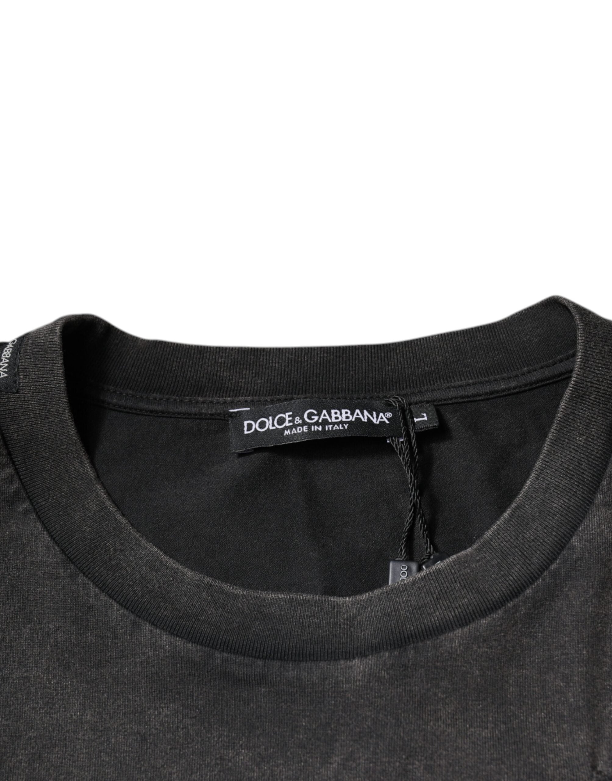 Dolce & Gabbana Gray Leopard Print Cotton Crew Neck Men's T-shirt (Pre-Owned)