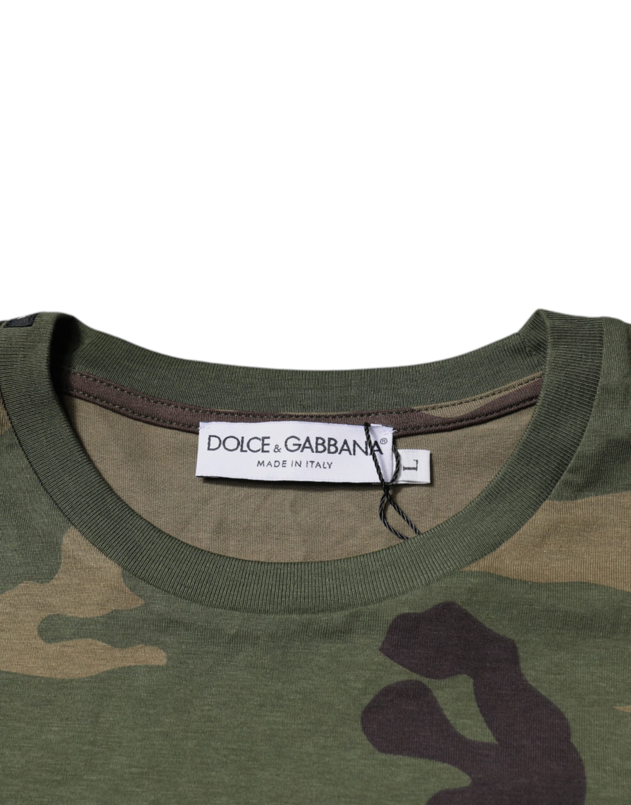 Dolce & Gabbana Multicolor Camouflage Cotton Crew Neck Men's T-shirt
