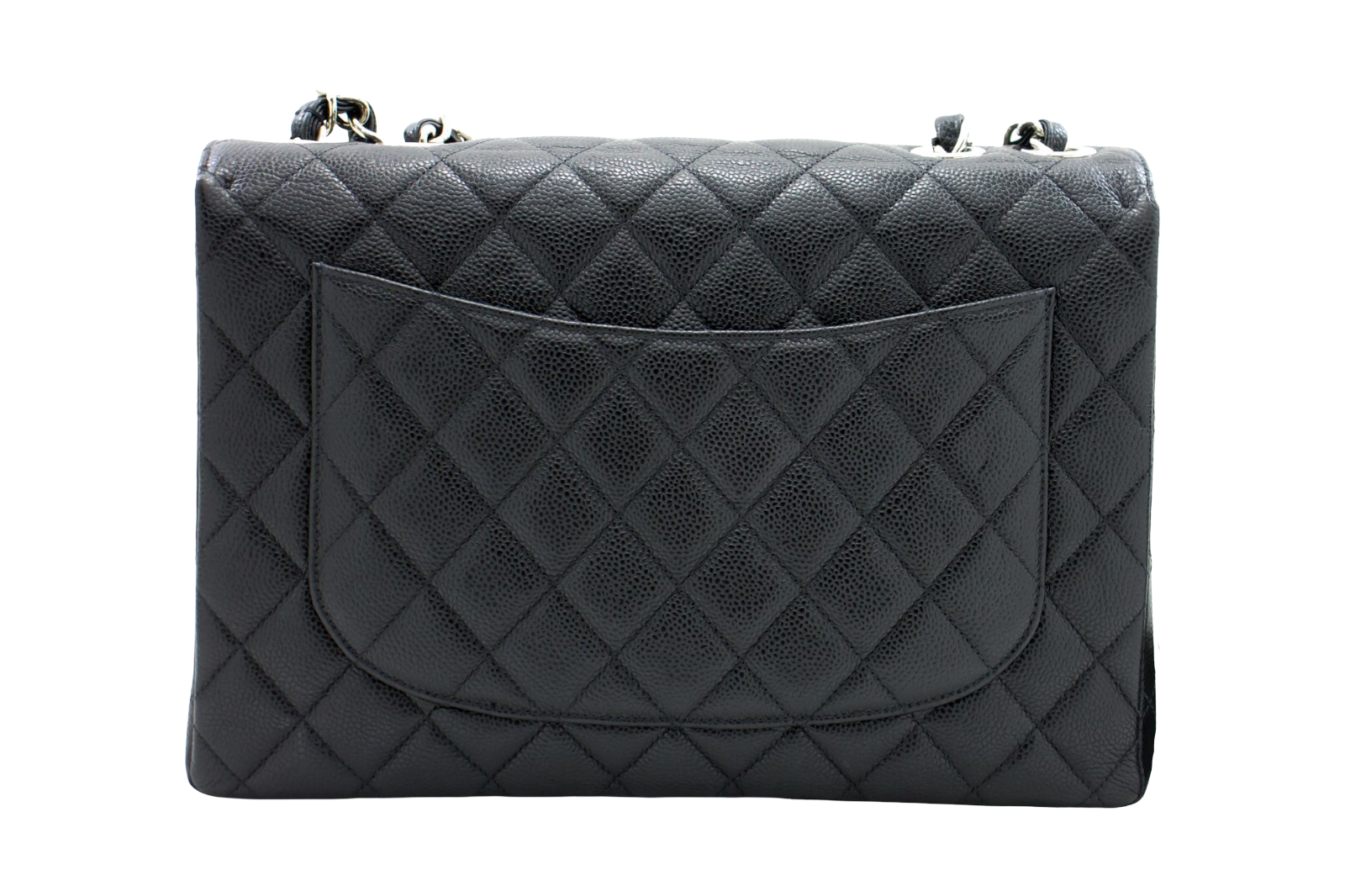 Chanel Vintage Classic Single Flap Quilted Caviar Black Calfskin Shoulder Bag Bag (Pre-Owned)