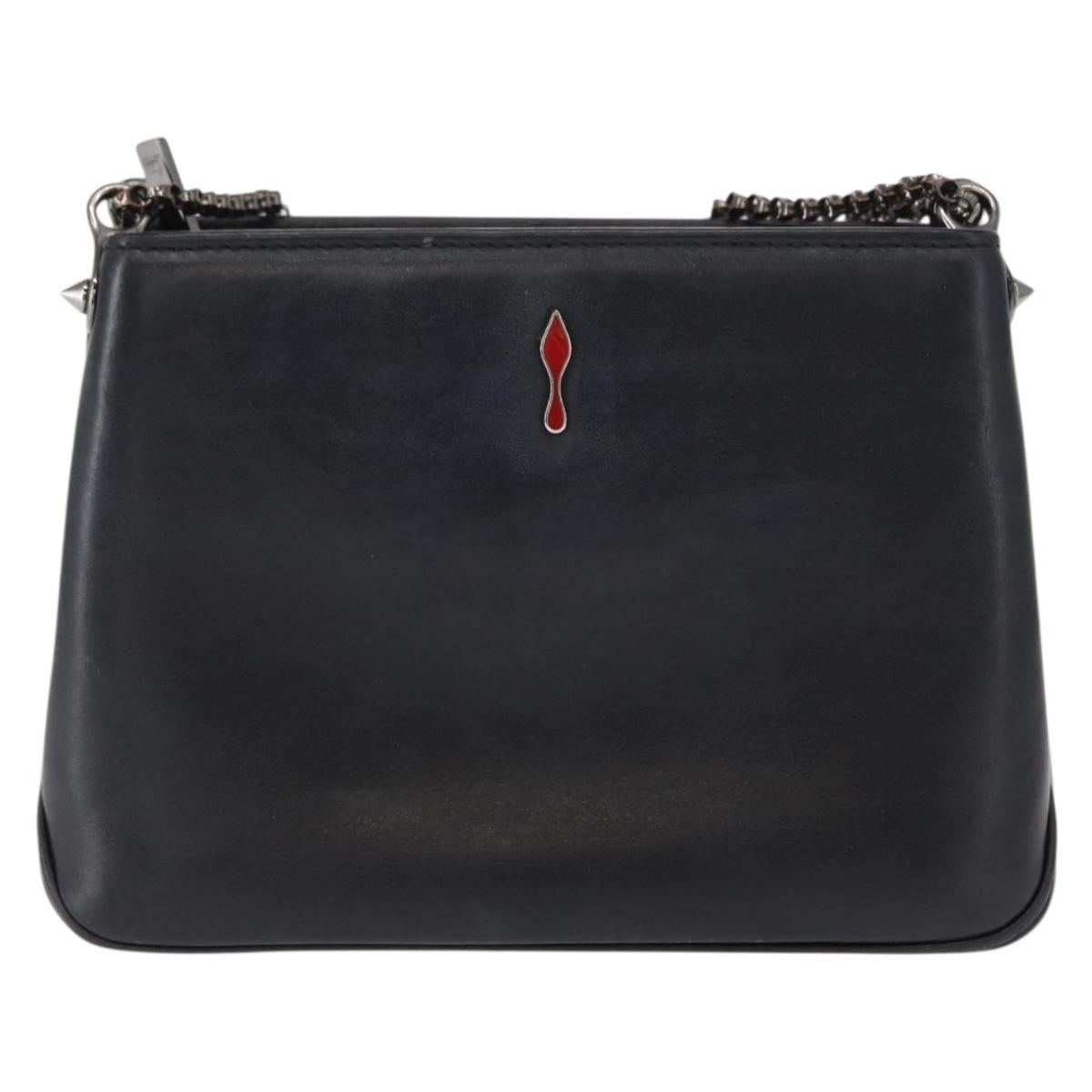 Christian Louboutin Triloubi Chain Leather Black Leather Handbag (Pre-Owned)