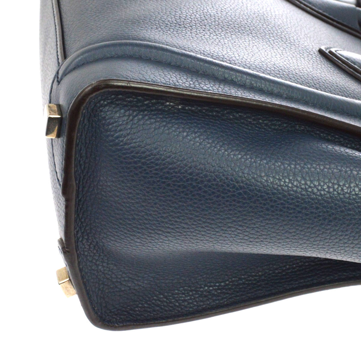 Celine Luggage Grainy Leather Navy Leather Handbag (Pre-Owned)