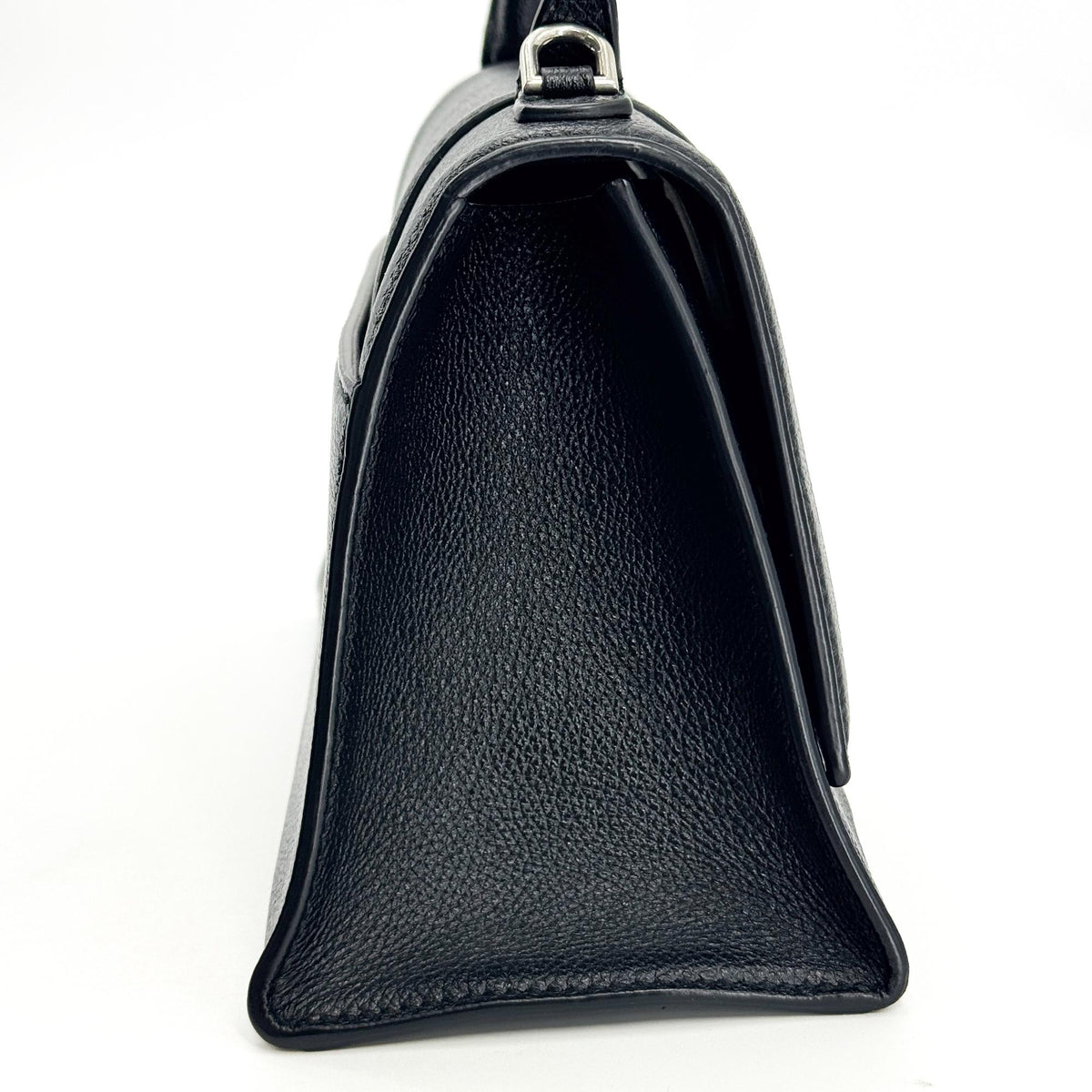 Balenciaga Hourglass Top Handle Leather Black Leather Handbag (Pre-Owned)