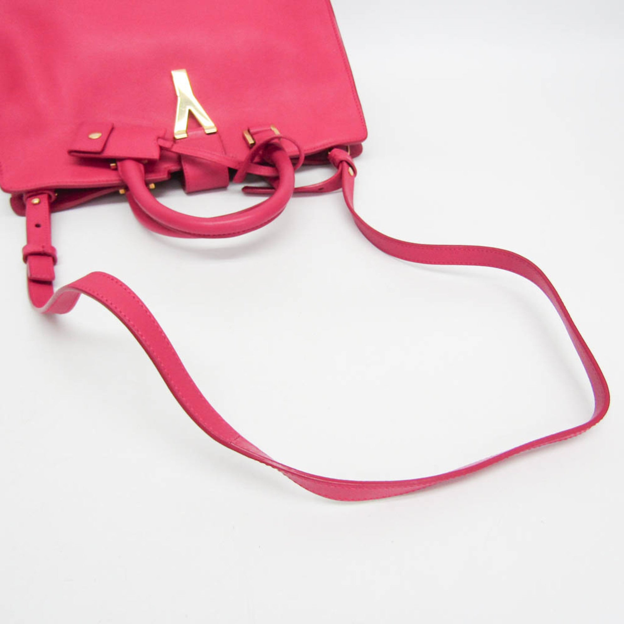 Saint Laurent Classic Y Cabas Leather Pink Leather Handbag (Pre-Owned)