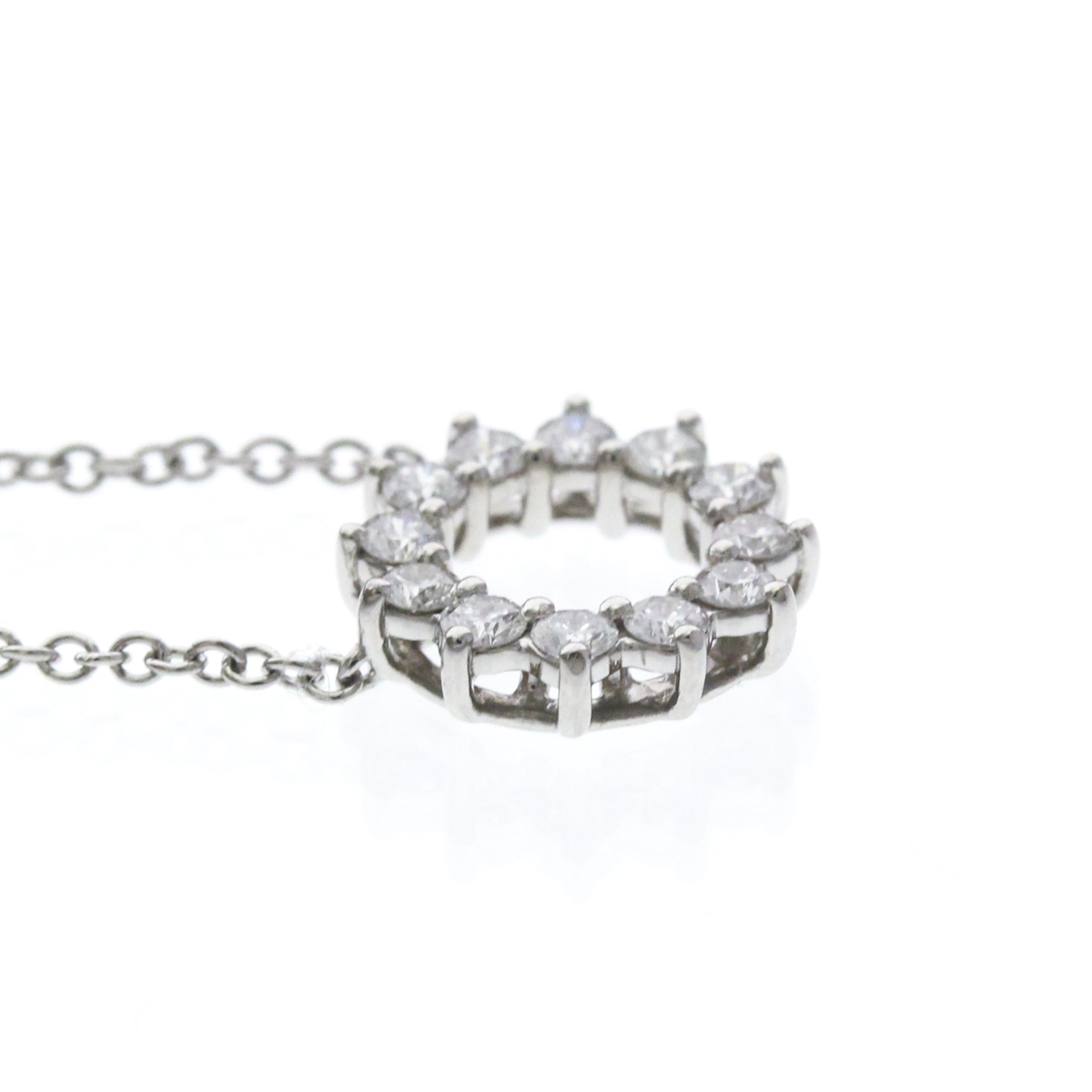 Tiffany & Co. Open Circle Pendant Platinum With Diamonds Silver Platinum Necklace Jewelry (Pre-Owned)