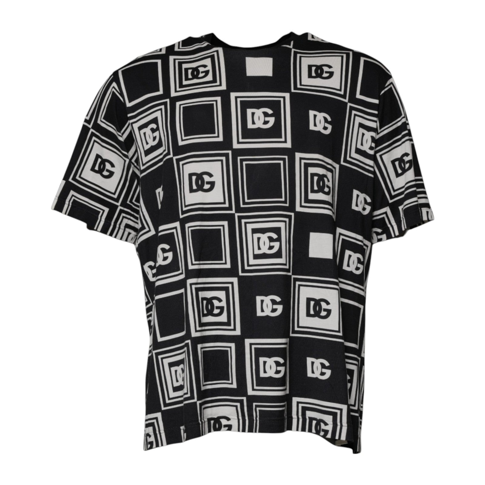 Dolce & Gabbana Black Logo Monogram Cotton Crew Neck Men's T-shirt