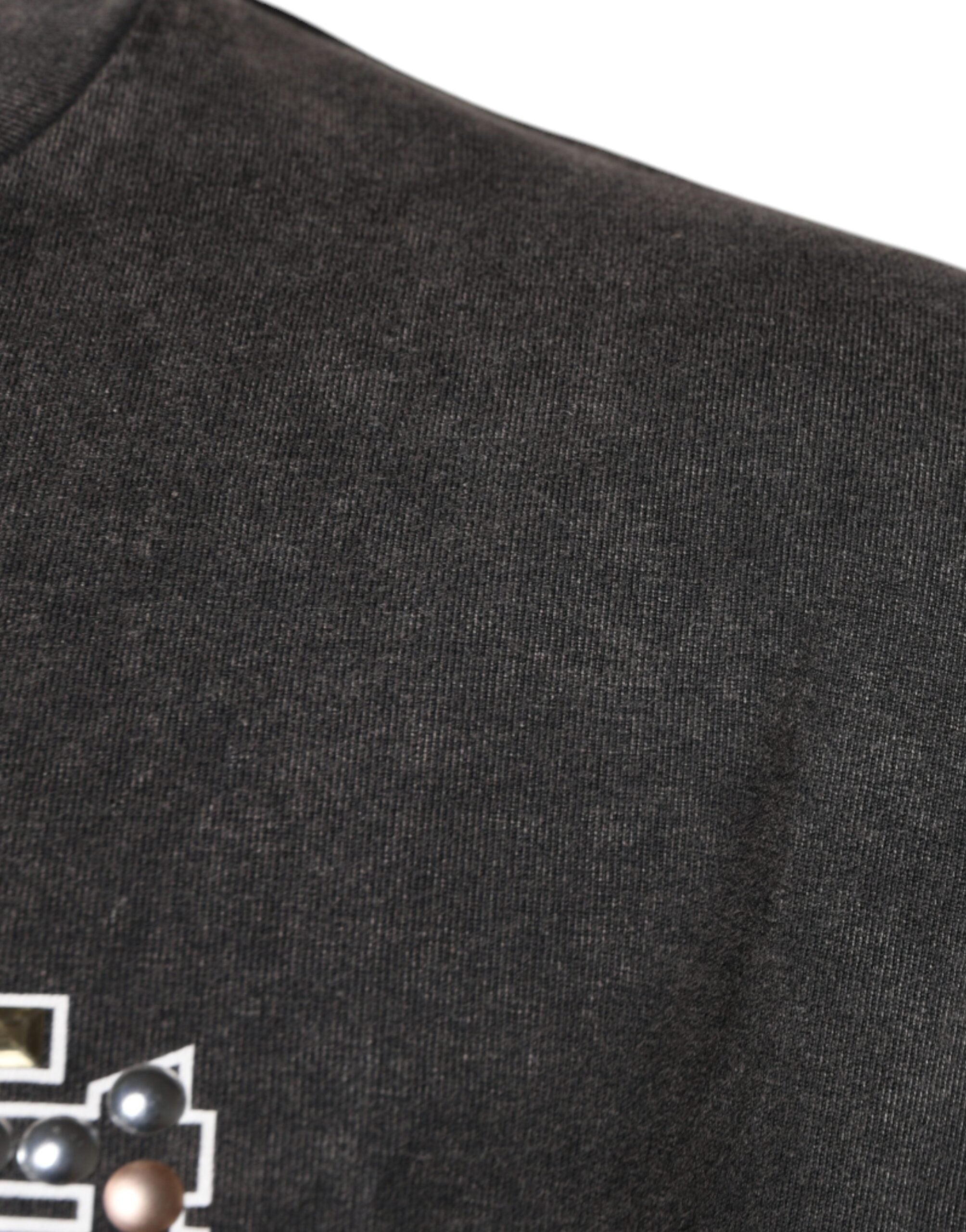 Dolce & Gabbana Gray Logo Embellished Men Crew Neck Men's T-shirt (Pre-Owned)