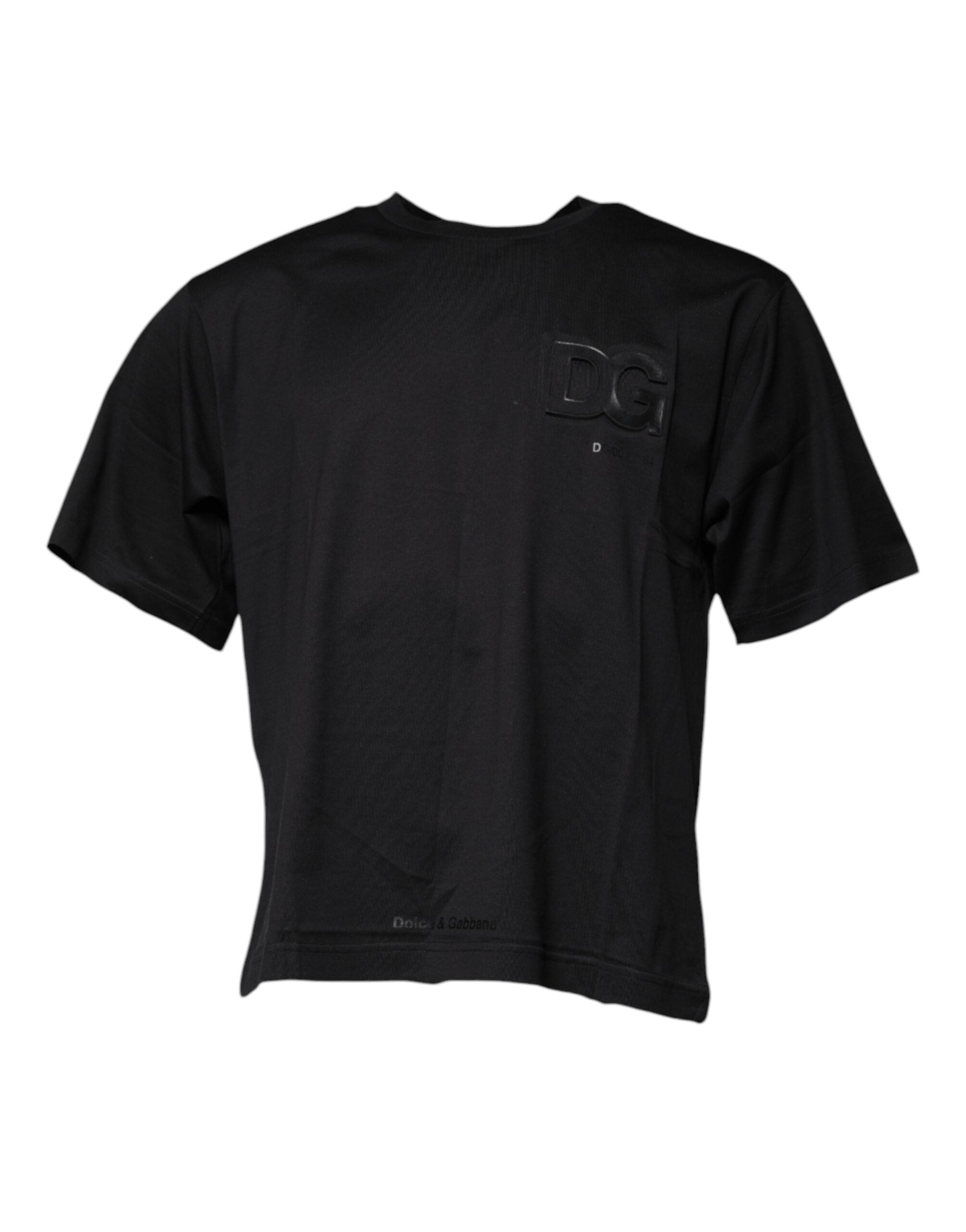 Dolce & Gabbana Black DG Logo Print Cotton Crew Neck Men's T-shirt
