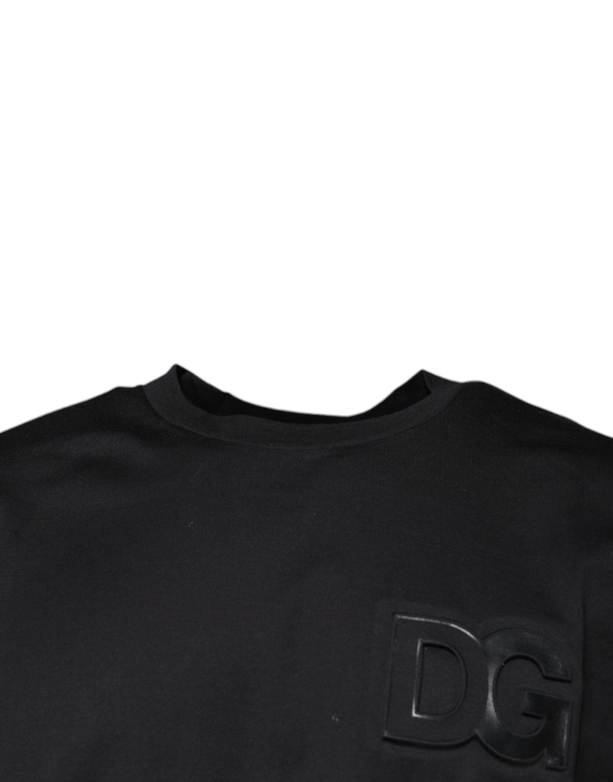 Dolce & Gabbana Black DG Logo Print Cotton Crew Neck Men's T-shirt