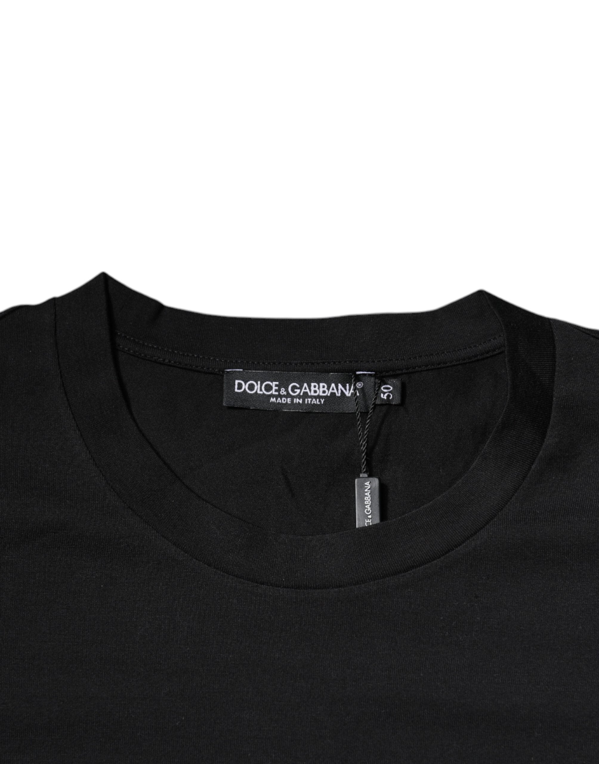 Dolce & Gabbana Black DG Logo Print Cotton Crew Neck Men's T-shirt