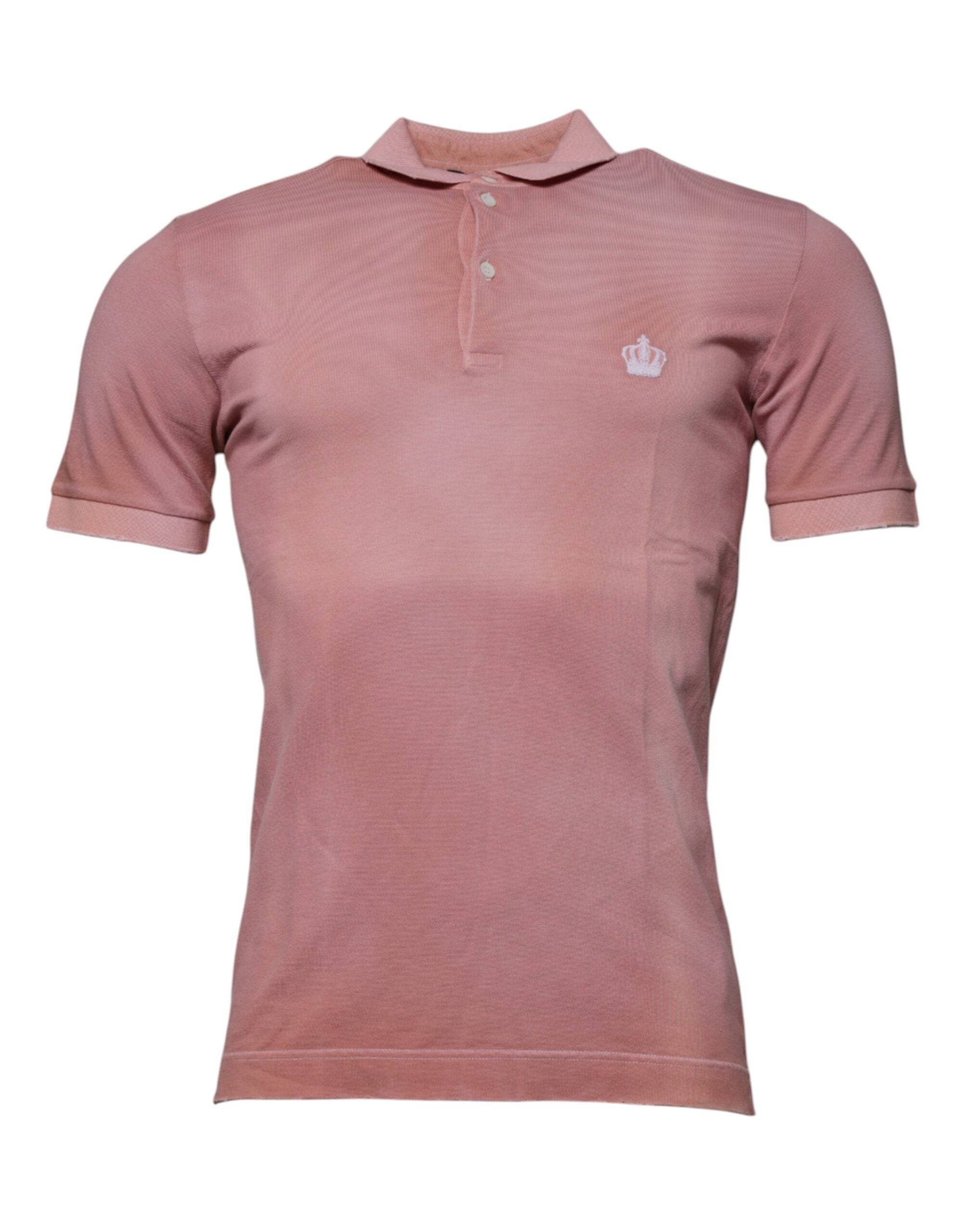 Dolce & Gabbana Pink Crown Collared Short Sleeve Polo Men's T-shirt (Pre-Owned)