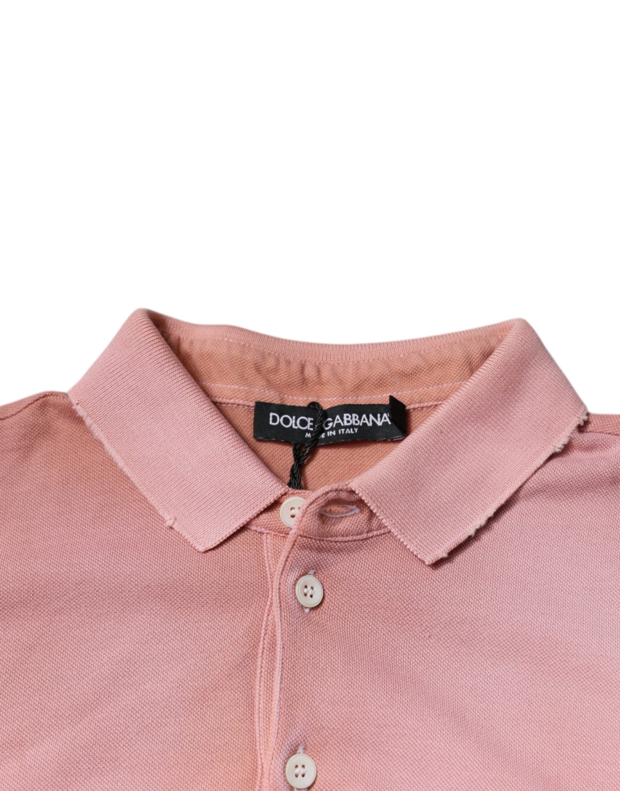 Dolce & Gabbana Pink Crown Collared Short Sleeve Polo Men's T-shirt (Pre-Owned)