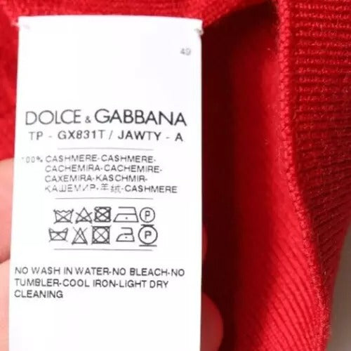 Dolce & Gabbana Red Cashmere Collared Pullover Men's Sweater (Pre-Owned)