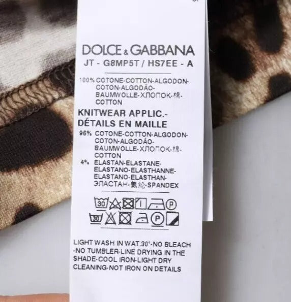 Dolce & Gabbana Brown Leopard Crew Neck Short Sleeve Men's T-shirt