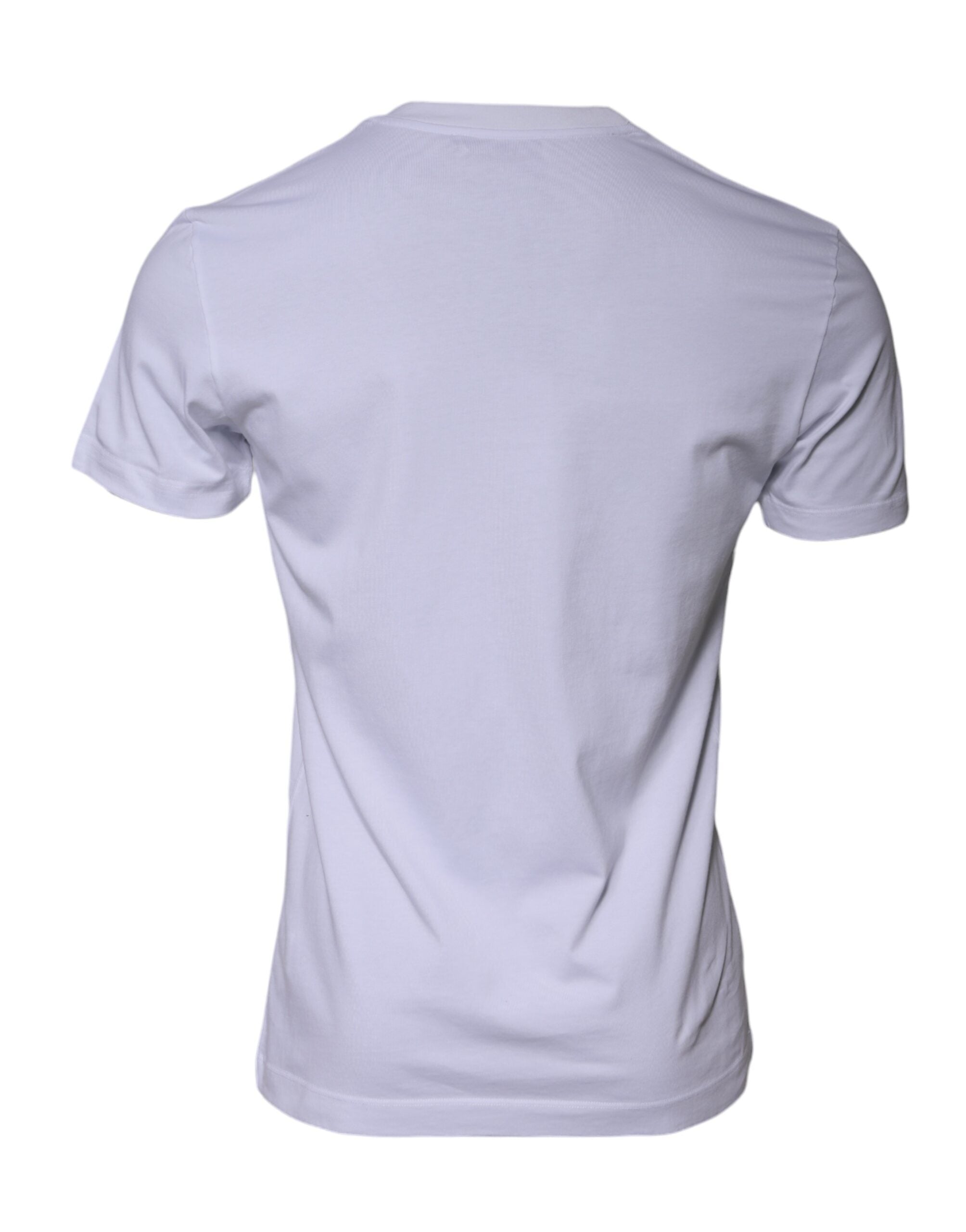 Dolce & Gabbana White Logo Print Cotton Crew Neck Men's T-shirt