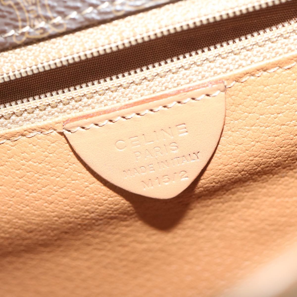 Celine Vintage Macadam Circle Logo Canvas And Leather Brown Canvas Shoulder Bag Bag (Pre-Owned)