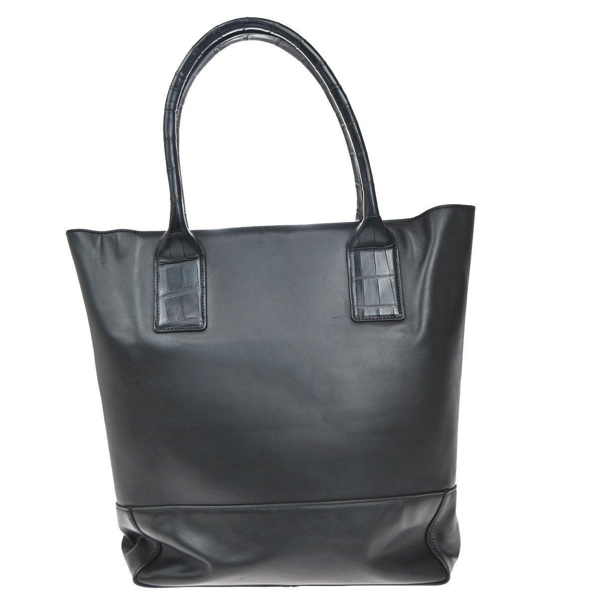 Bottega Veneta Open Tote Leather Black Leather Tote Bag Bag (Pre-Owned)