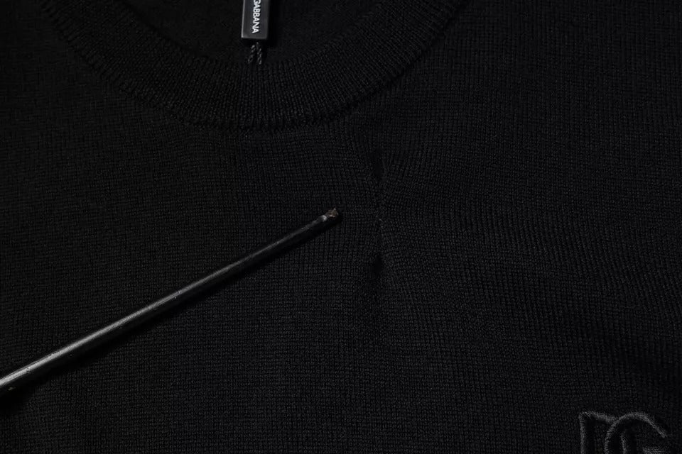 Dolce & Gabbana Black Logo Wool Crew Neck Pullover Men's Sweater (Pre-Owned)
