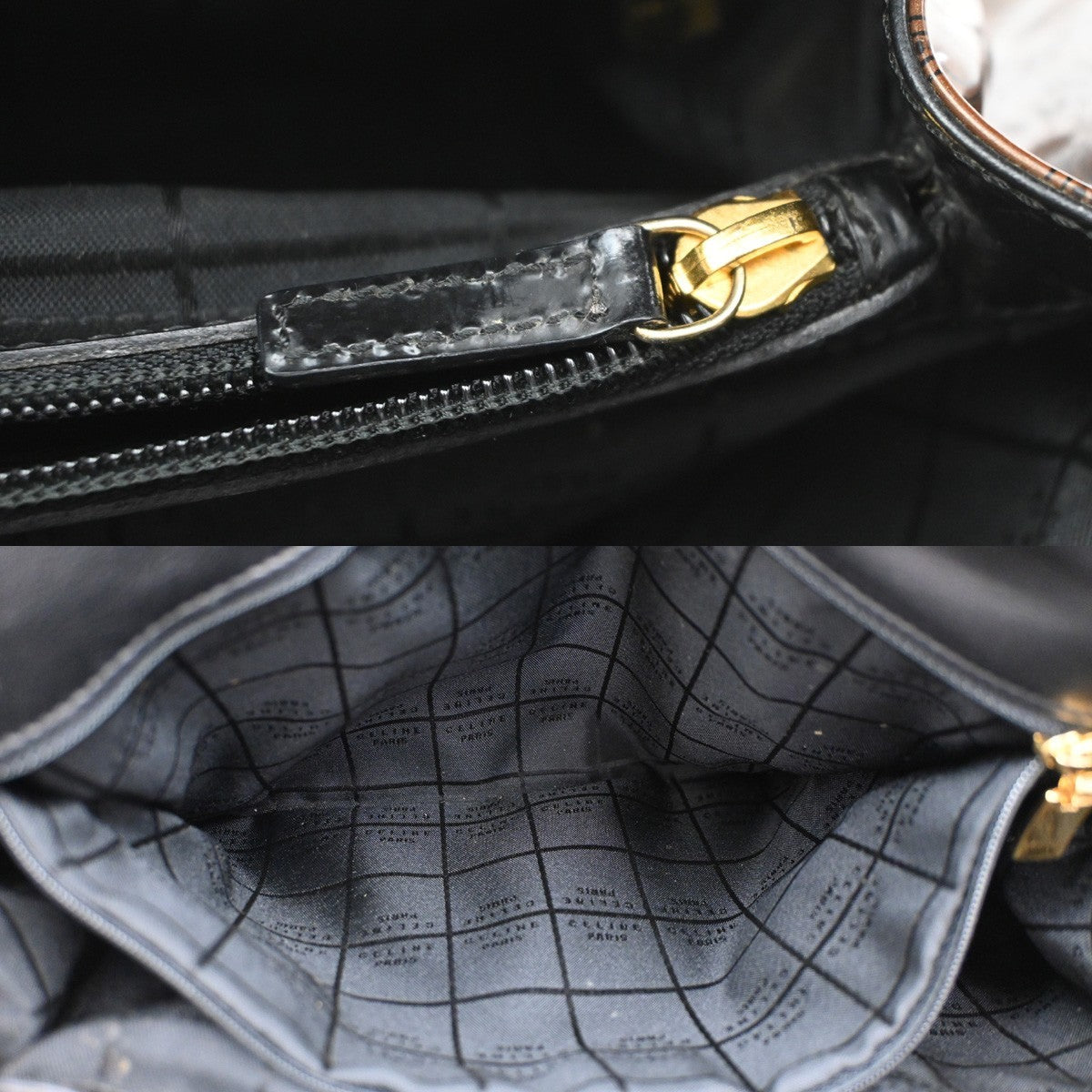 Celine Fold Over Tote Vinyl Brown Plastic Tote Bag Bag (Pre-Owned)