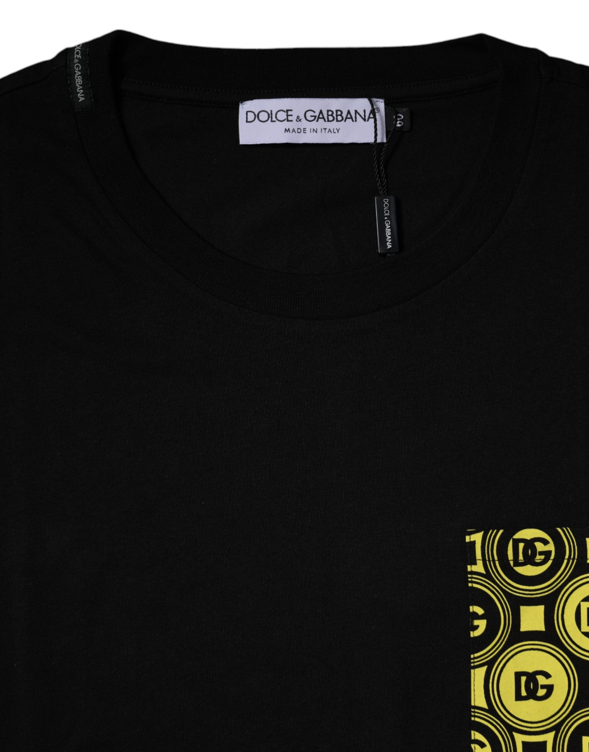 Dolce & Gabbana Black Logo Print Cotton Short Sleeves Men's T-shirt (Pre-Owned)