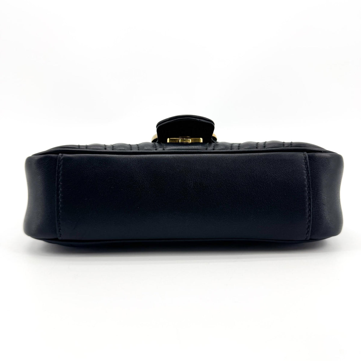 Gucci Gg Marmont Flap Matelasse Leather Black Leather Handbag (Pre-Owned)