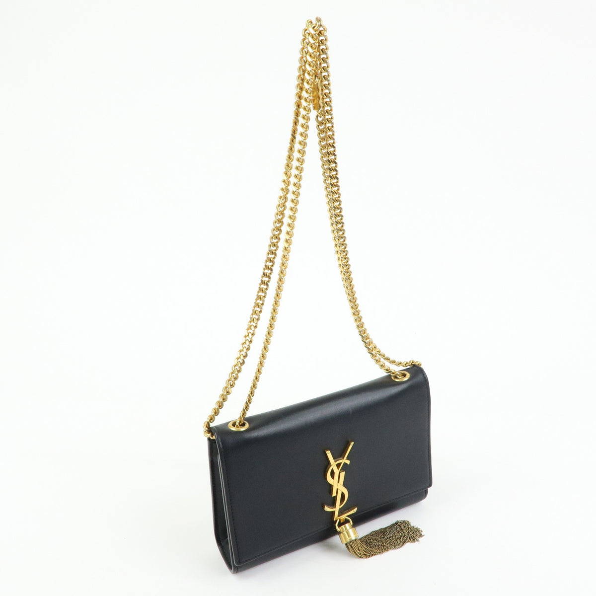 Saint Laurent Classic Monogram Tassel Leather Black Leather Crossbody Bag Bag (Pre-Owned)