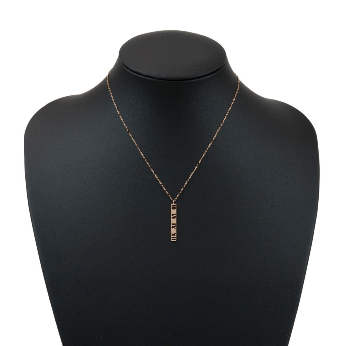 Tiffany & Co. Atlas Pierced Bar Drop Pendant 18K Rose Gold With Diamonds Pink Rose_Gold Necklace Jewelry (Pre-Owned)