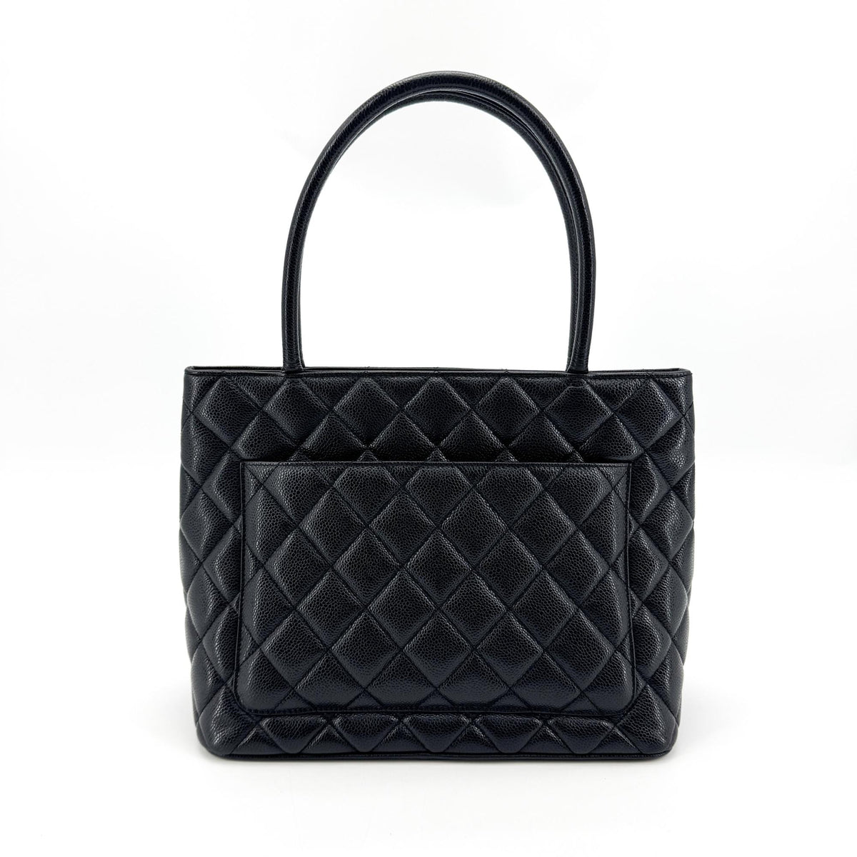 Chanel Medallion Quilted Caviar Black Leather Tote Bag Bag (Pre-Owned)