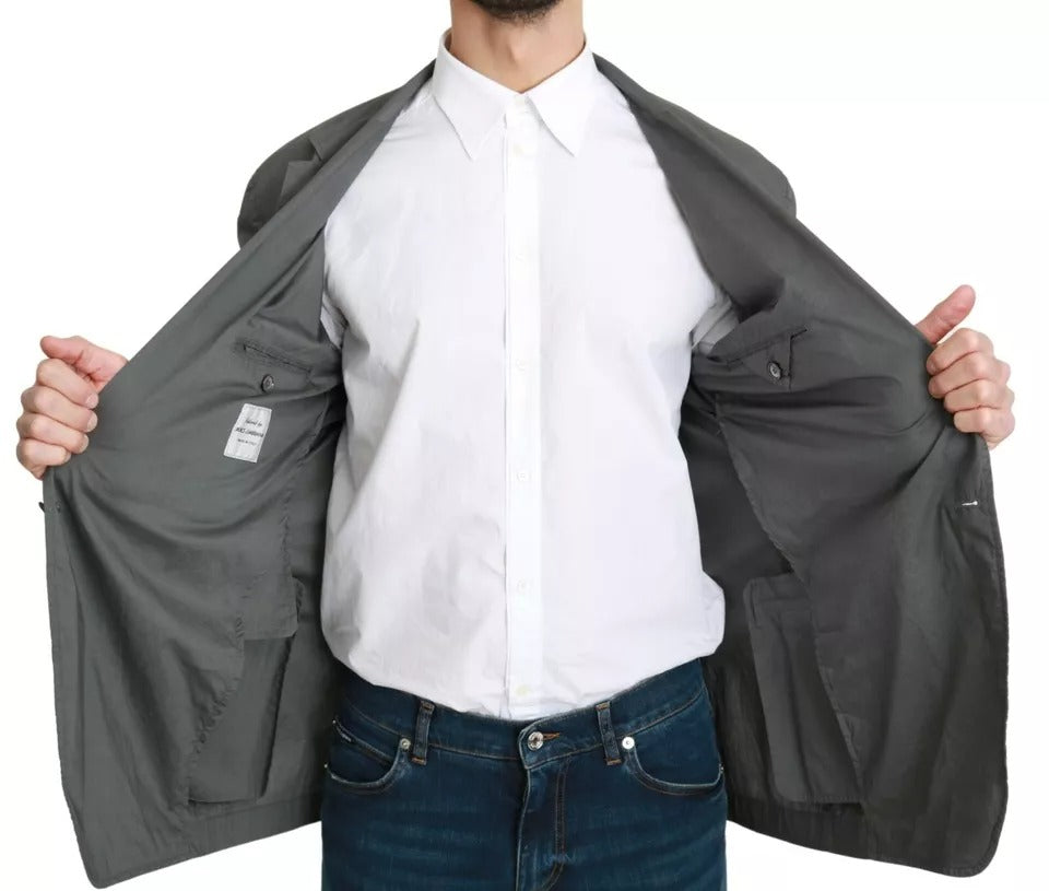 Dolce & Gabbana Gray Cotton Single Breasted Formal Men's Blazer