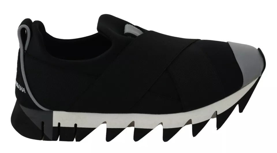 Dolce & Gabbana Black Shark Neoprene Stretch Sneakers Women's Shoes