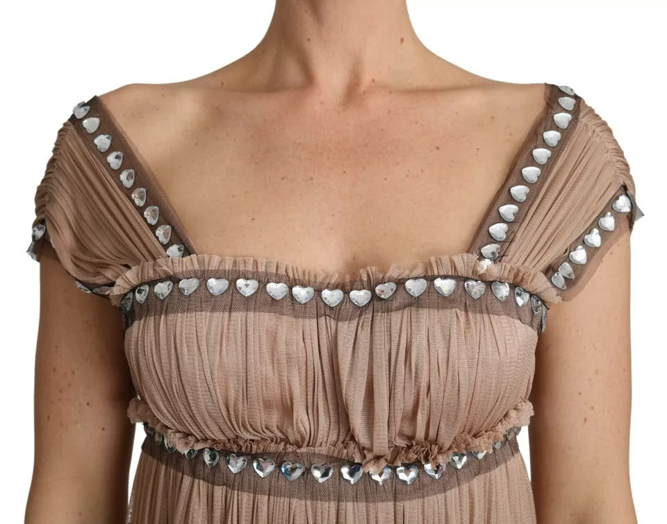 Dolce & Gabbana Brown Silk Sleeveless Shift Maxi Women's Dress (Pre-Owned)