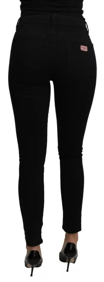 Dolce & Gabbana Black Mid Waist Slim Denim Cotton Stretch Women's Jeans (Pre-Owned)