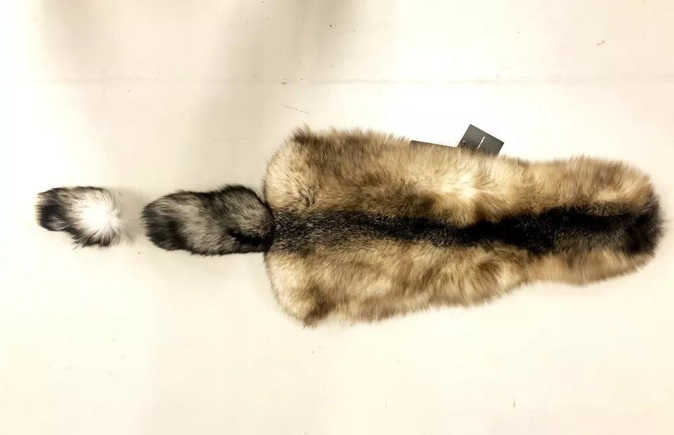 Dolce & Gabbana Brown Fox Tail Fur Shawl Neck Wrap Cover Collar Women's Scarf