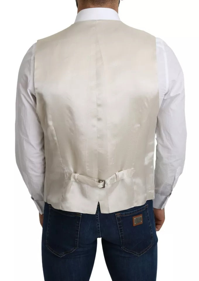Dolce & Gabbana Off-White Cotton Silk Formal Coat Men's Vest (Pre-Owned)